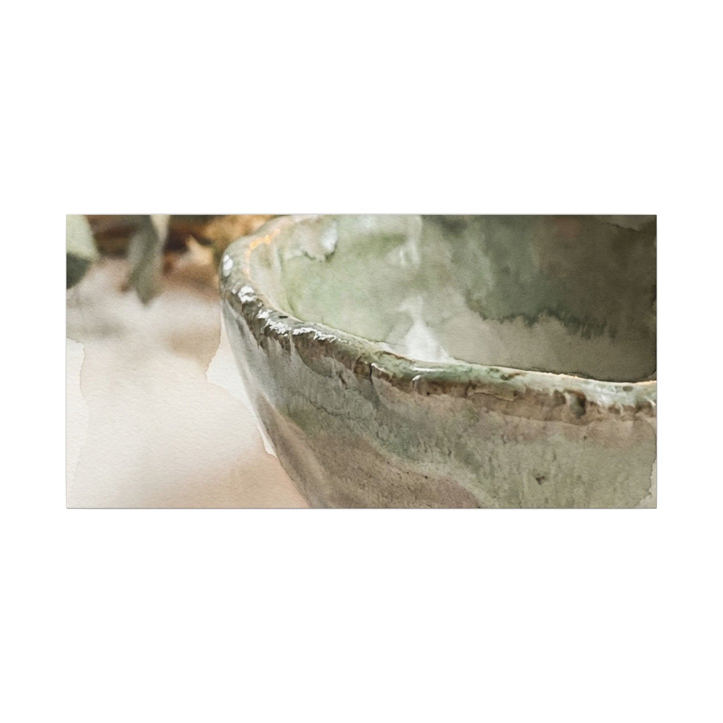 Ceramic Bowl Canvas Art | Summer Japandi Watercolor Art