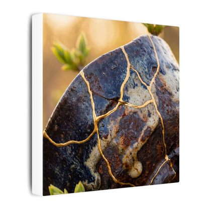 Fukinsei Rust Patina Canvas Art - Kintsugi Gold Repair