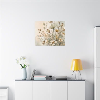 Summer Dried Flowers Watercolor Canvas Art | Elegant Decor