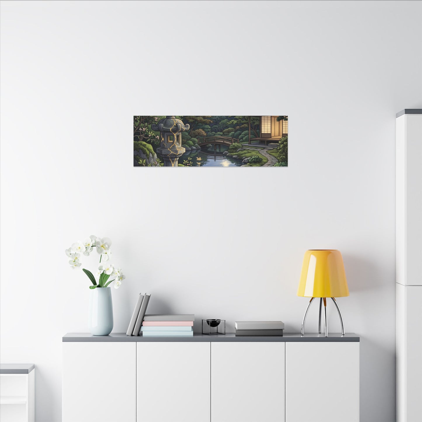 Spring Moonlit Garden Gold Vein Canvas Art | Resilient Decor