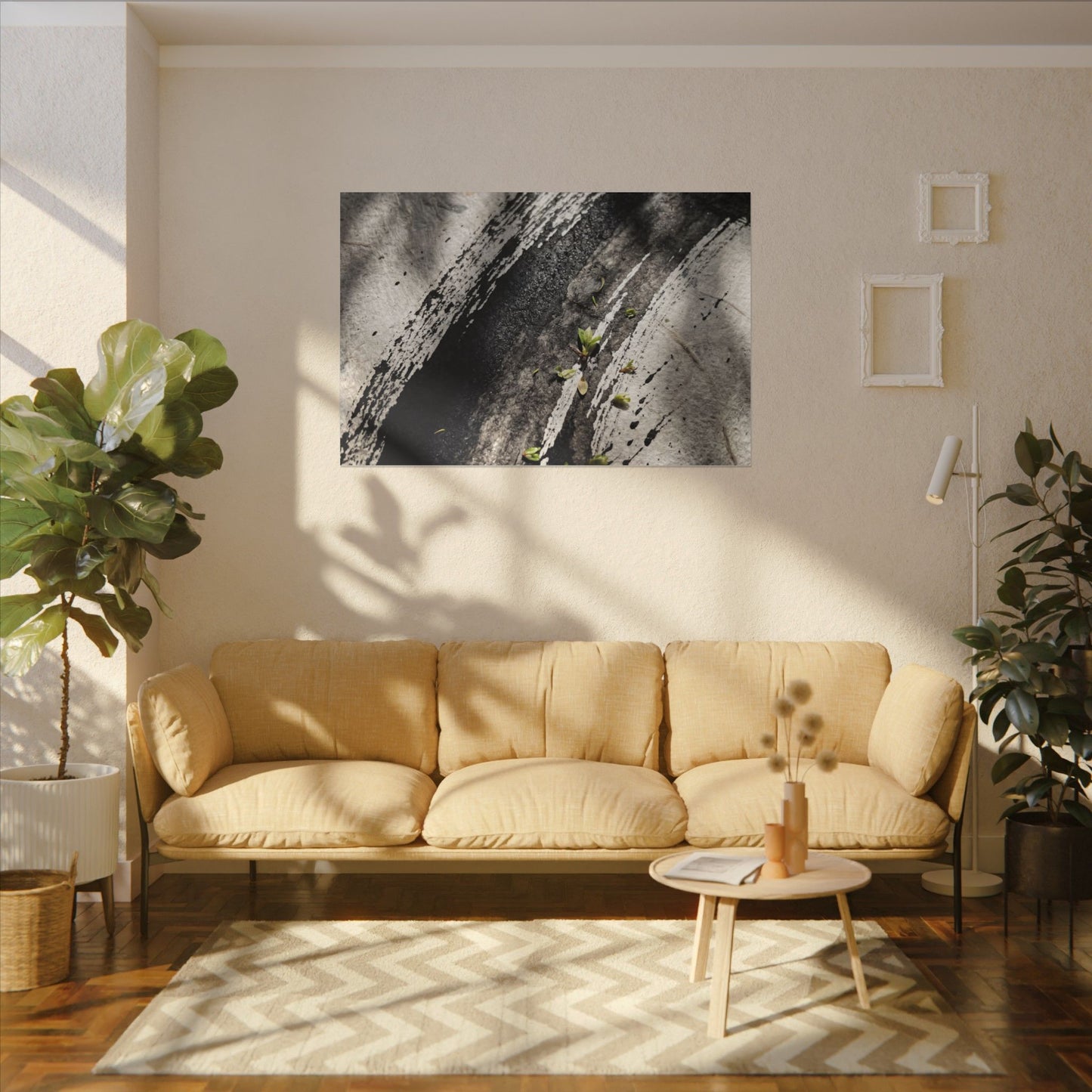 Ink Brushstroke Canvas Art | Spring Dark Japandi Moody Minimal Art