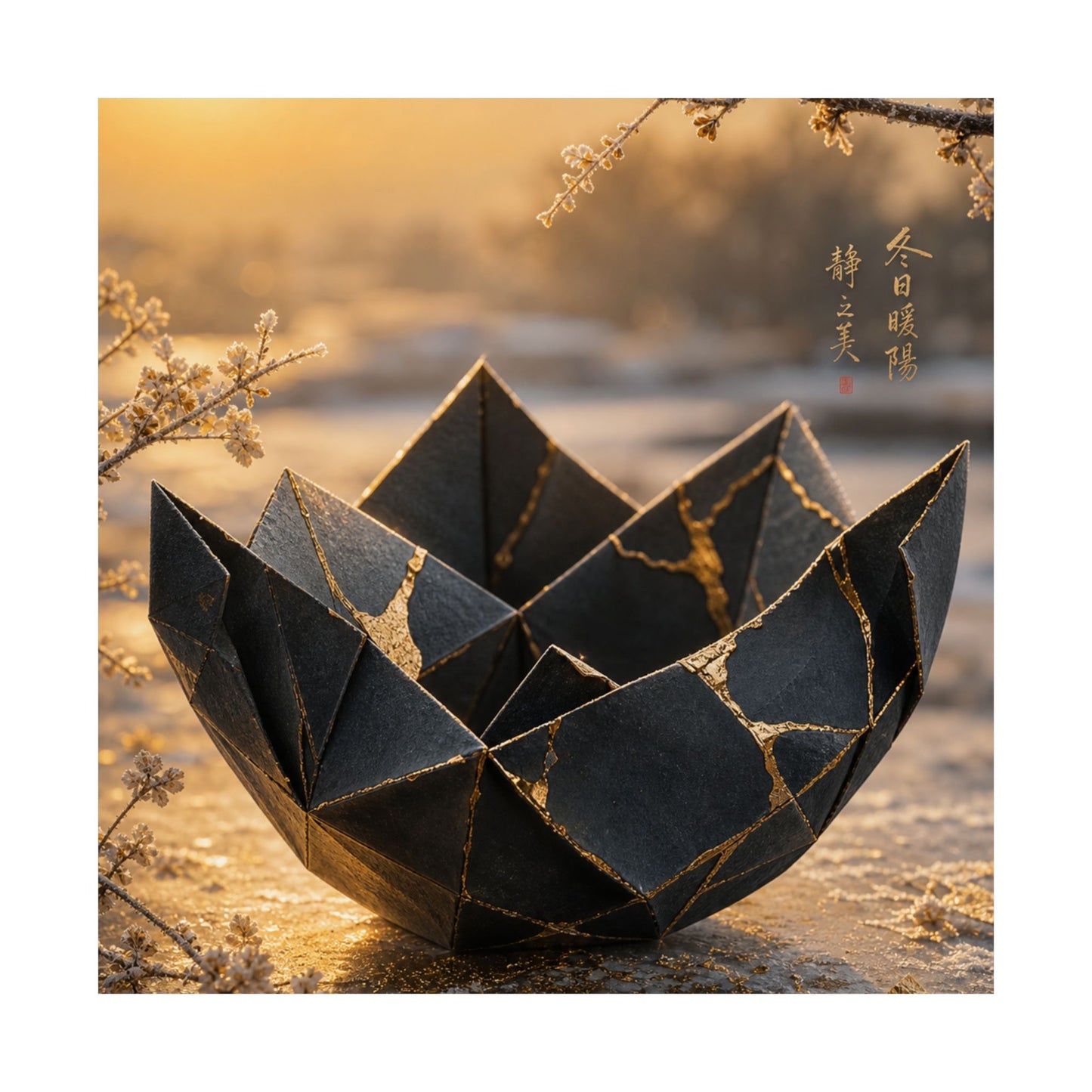Paper Fold Gold Repair Wall Art Print | Resilient Kintsugi Art