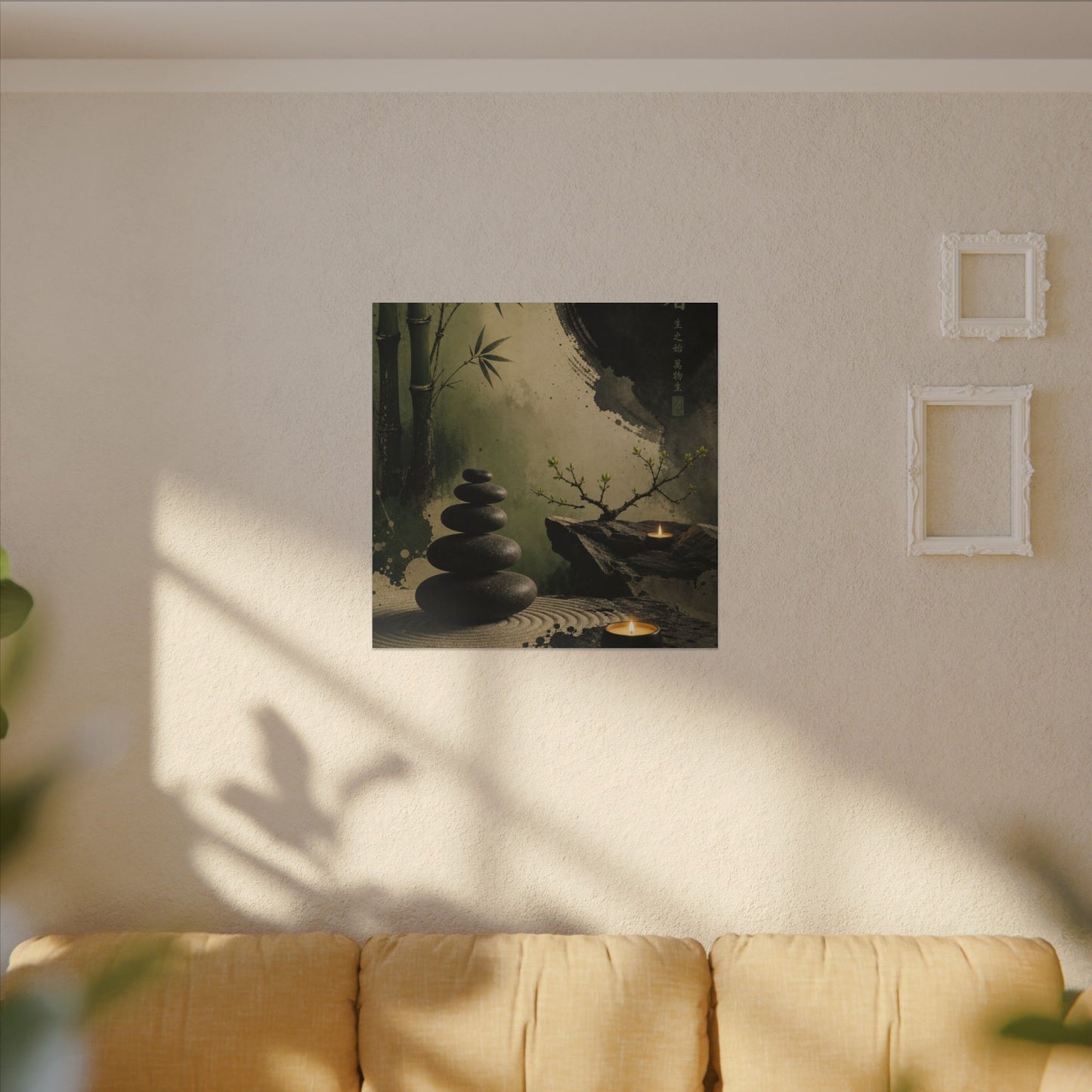 River Stones Spring Canvas Art | Zen Contemplative Design