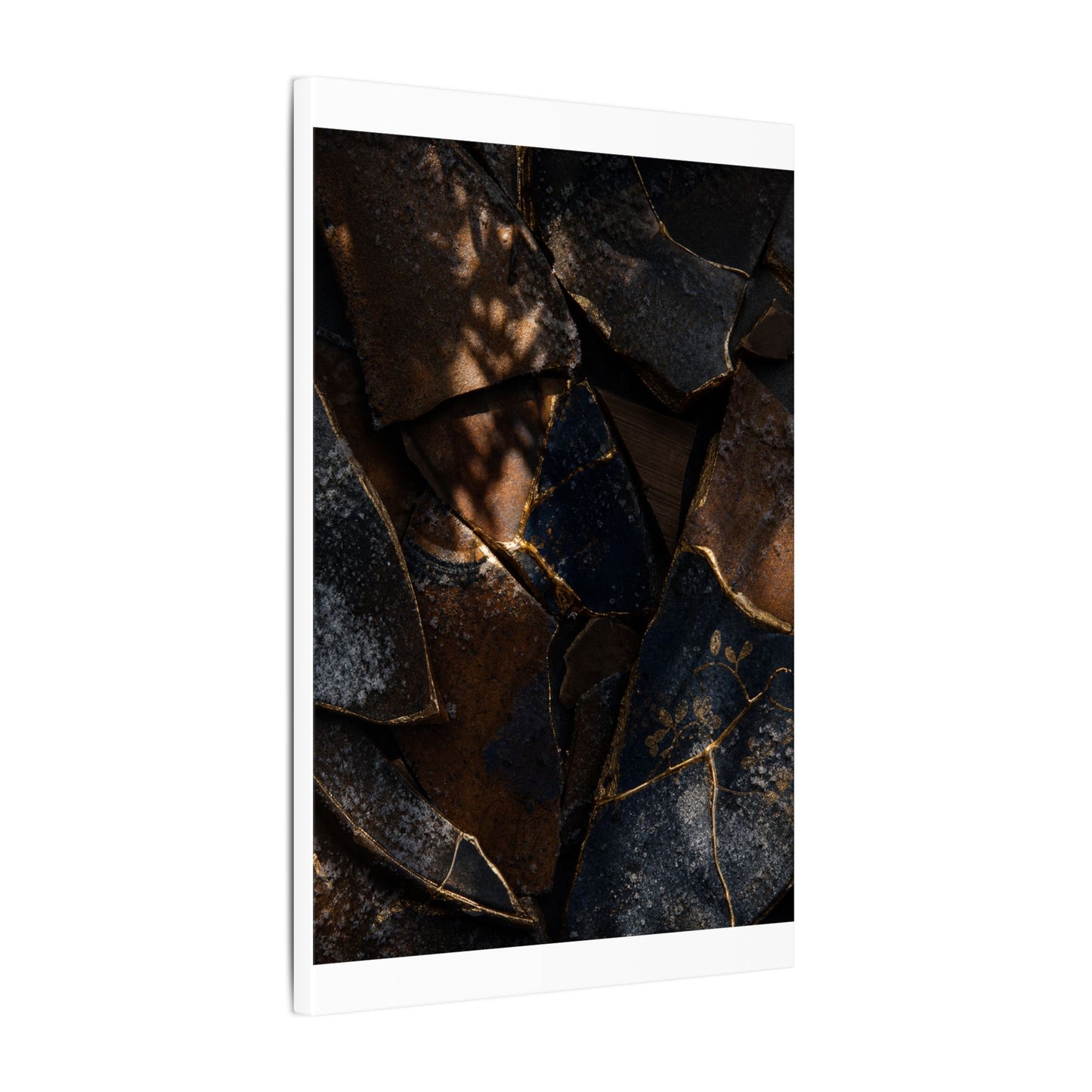 Fukinsei Broken Pottery Canvas Art - Dark Japandi Dark Texture