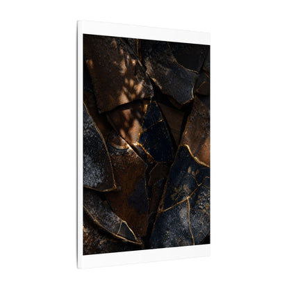 Fukinsei Broken Pottery Canvas Art - Dark Japandi Dark Texture