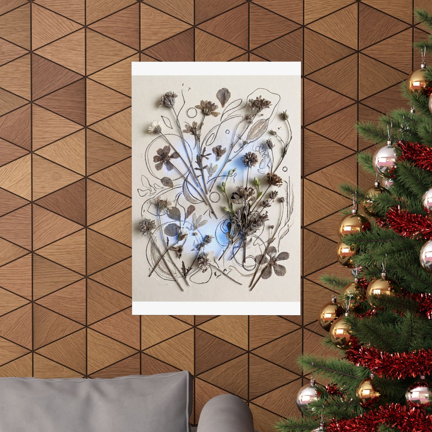 Neutral Dried Flowers Wall Art Print - Minimal Line Japandi
