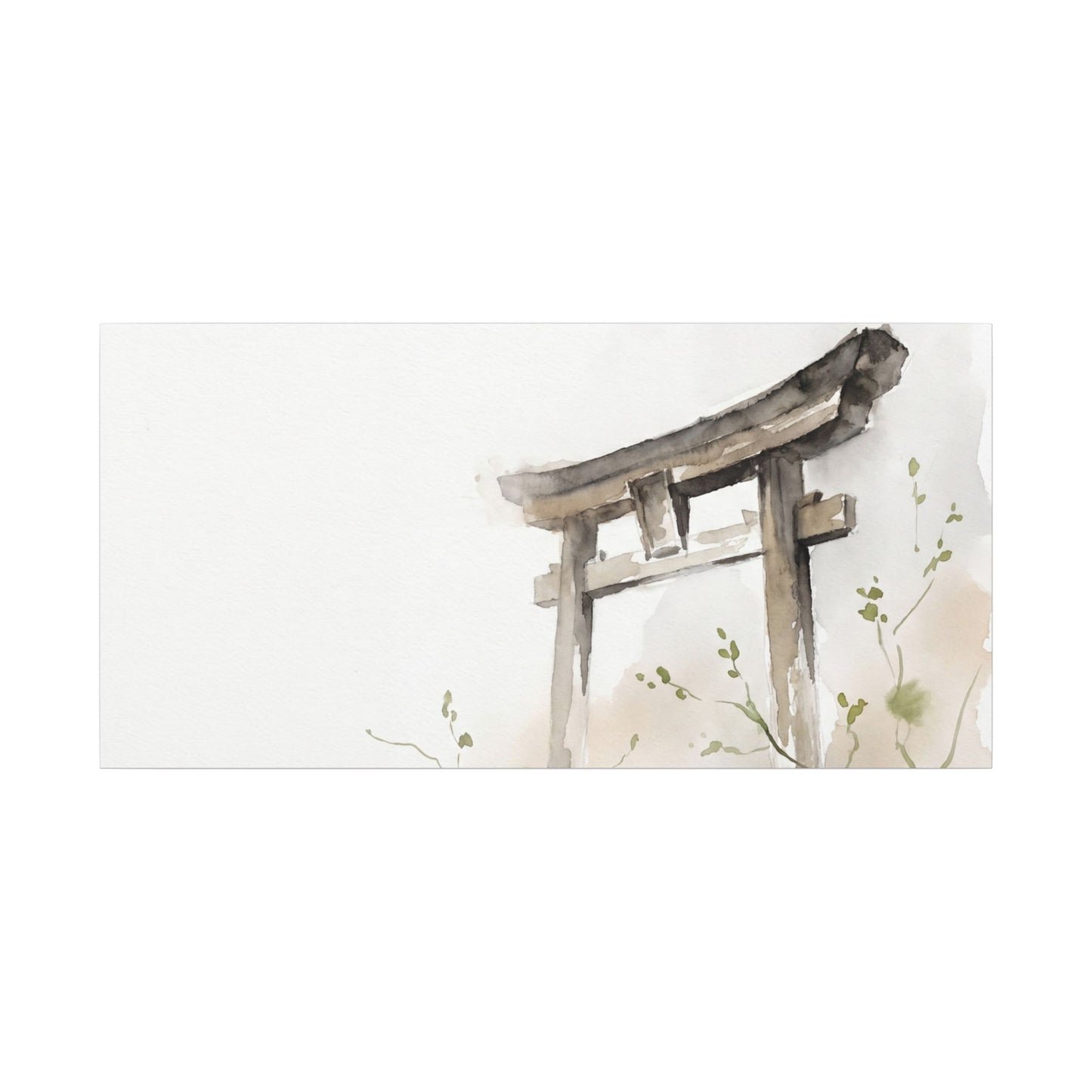 Fukinsei Torii Gate Canvas Art - Japandi Watercolor