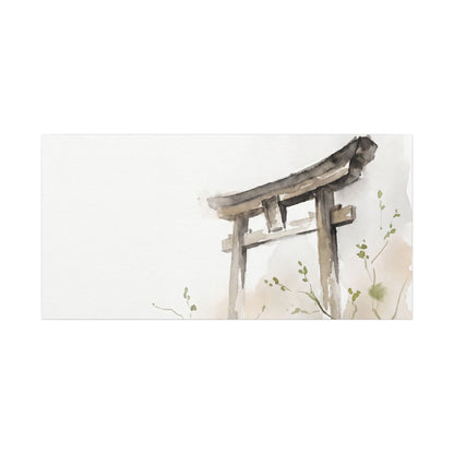 Fukinsei Torii Gate Canvas Art - Japandi Watercolor
