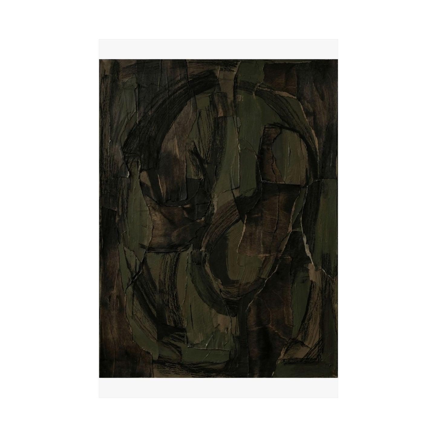Mixed Media Dark Japandi Textured Wall Art Print