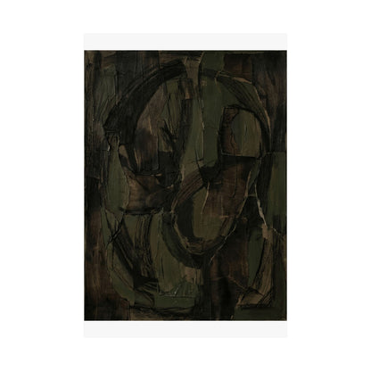 Mixed Media Dark Japandi Textured Wall Art Print
