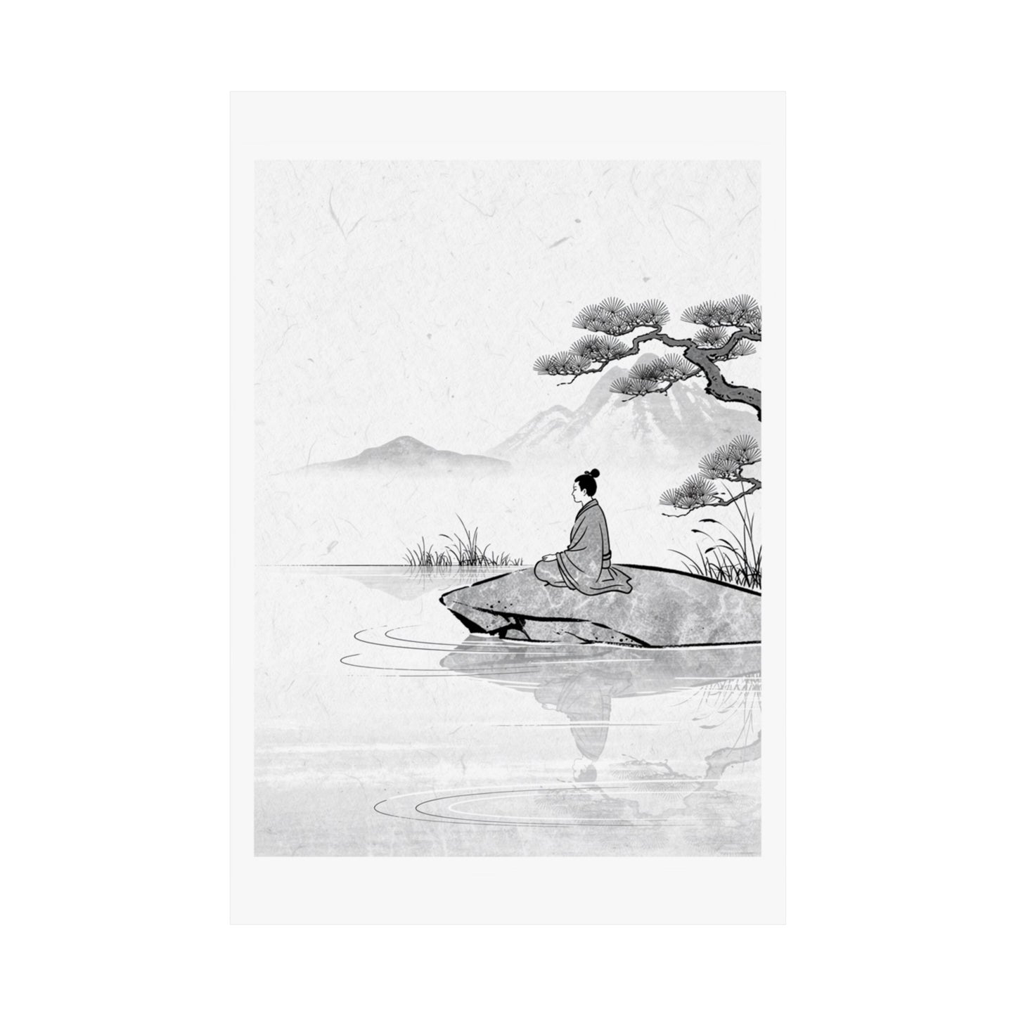 Meditation Harmonious Zen Ukiyo-e Wall Art Print