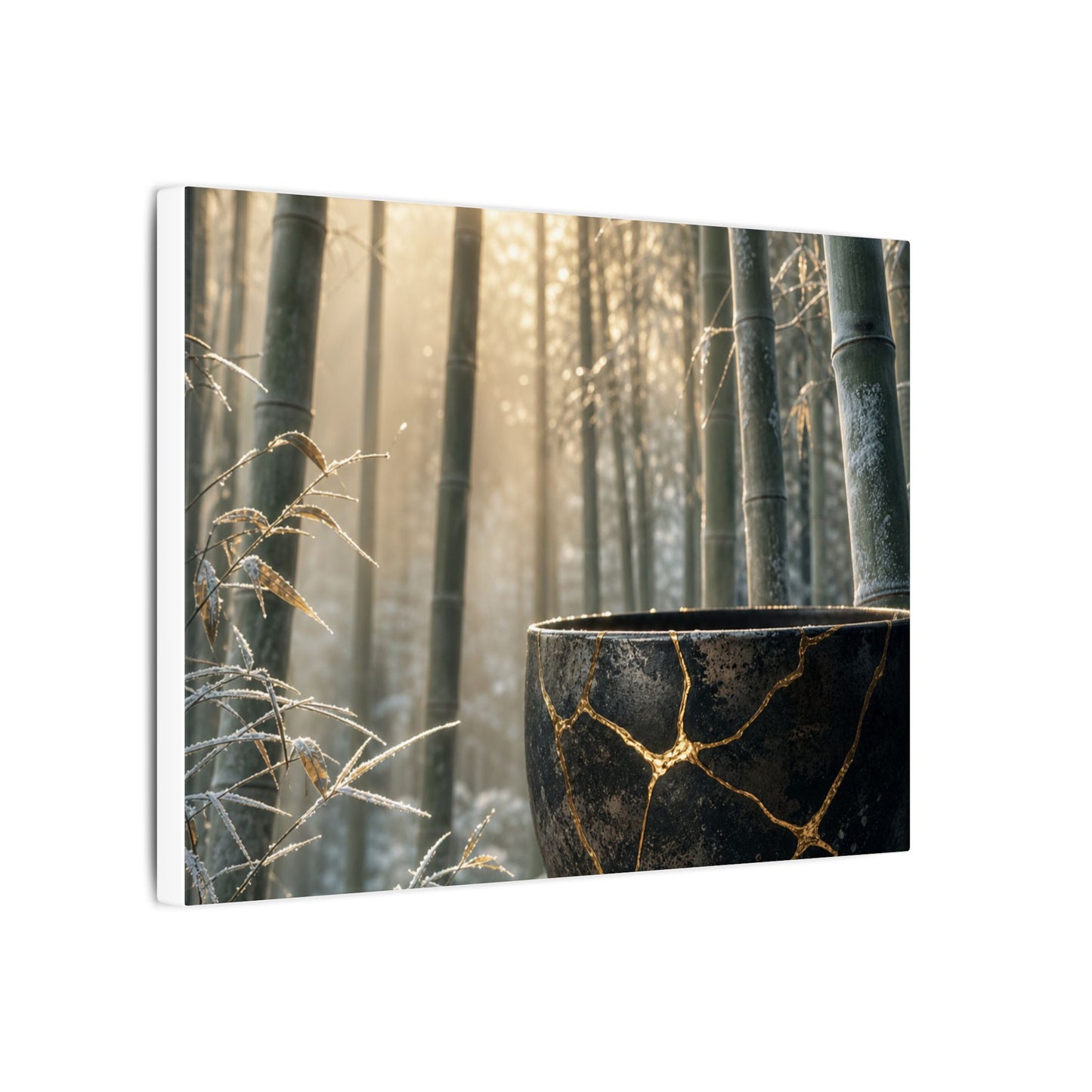 Fukinsei Bamboo Grove Canvas Art - Kintsugi Gold Repair