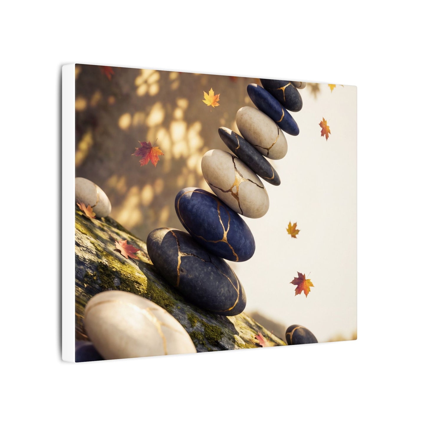 Ma River Stones Canvas Art - Kintsugi Gold Vein