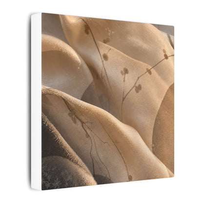 Japandi Silk Drape in Golden Hour | Japanese Pattern Canvas Art