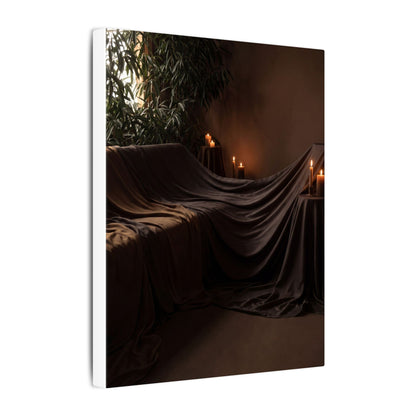 Candlelight Silk Drape Canvas Art - Dark Japandi Ma