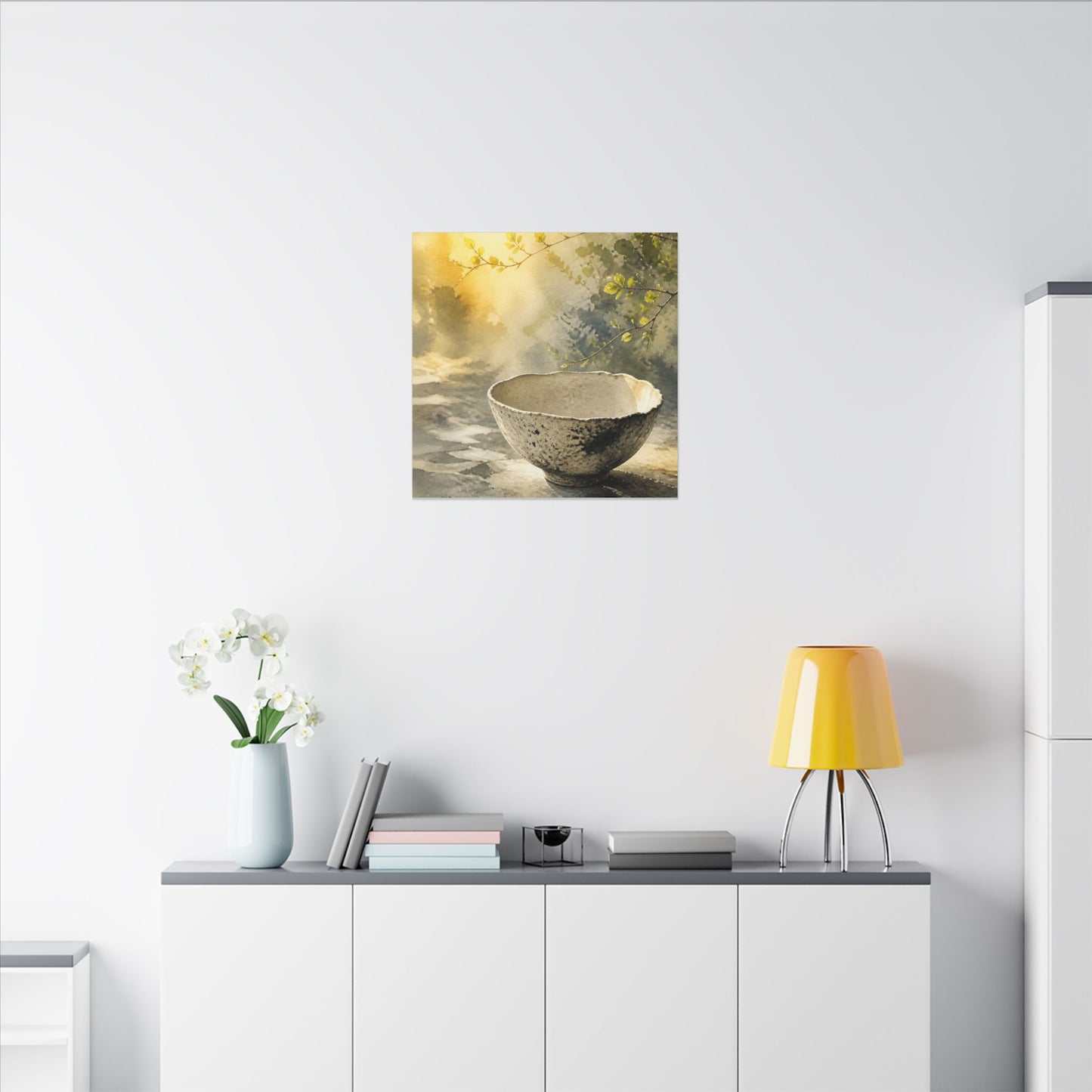 Cozy Ceramic Bowl Canvas Art - Watercolor Japandi