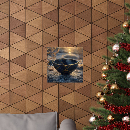 Kintsugi Ceramic Bowl in Golden Hour | Gold Repair Wall Art Print