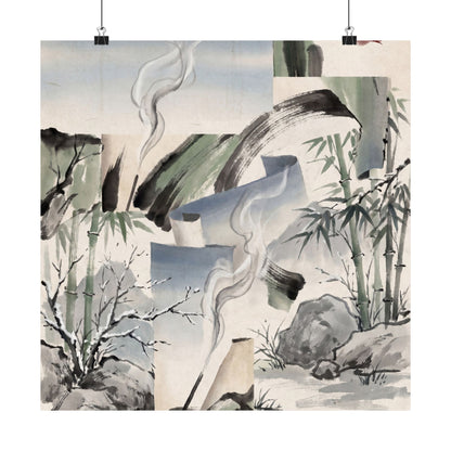 Serene Incense Smoke Wall Art Print - Sumi E Zen