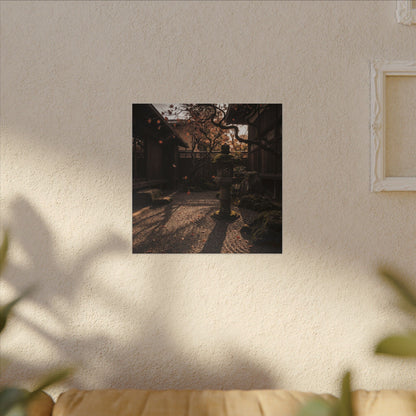 Seijaku Stone Lantern Canvas Art - Dark Japandi Shadow Zen