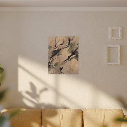 Japandi Shadow Play in Golden Hour | Watercolor Canvas Art