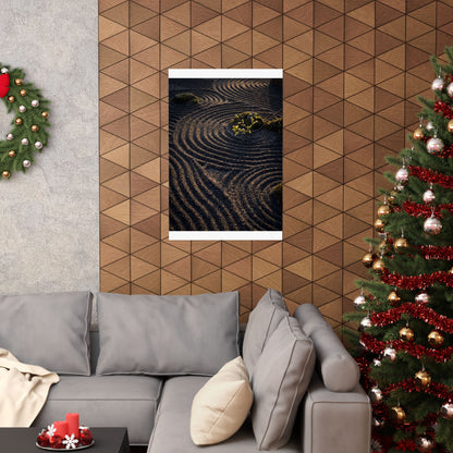Rock Garden Shadow Zen Wall Art Print | Atmospheric Dark Japandi Art