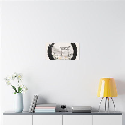 Spring Torii Gate Enso Canvas Art | Tranquil Decor