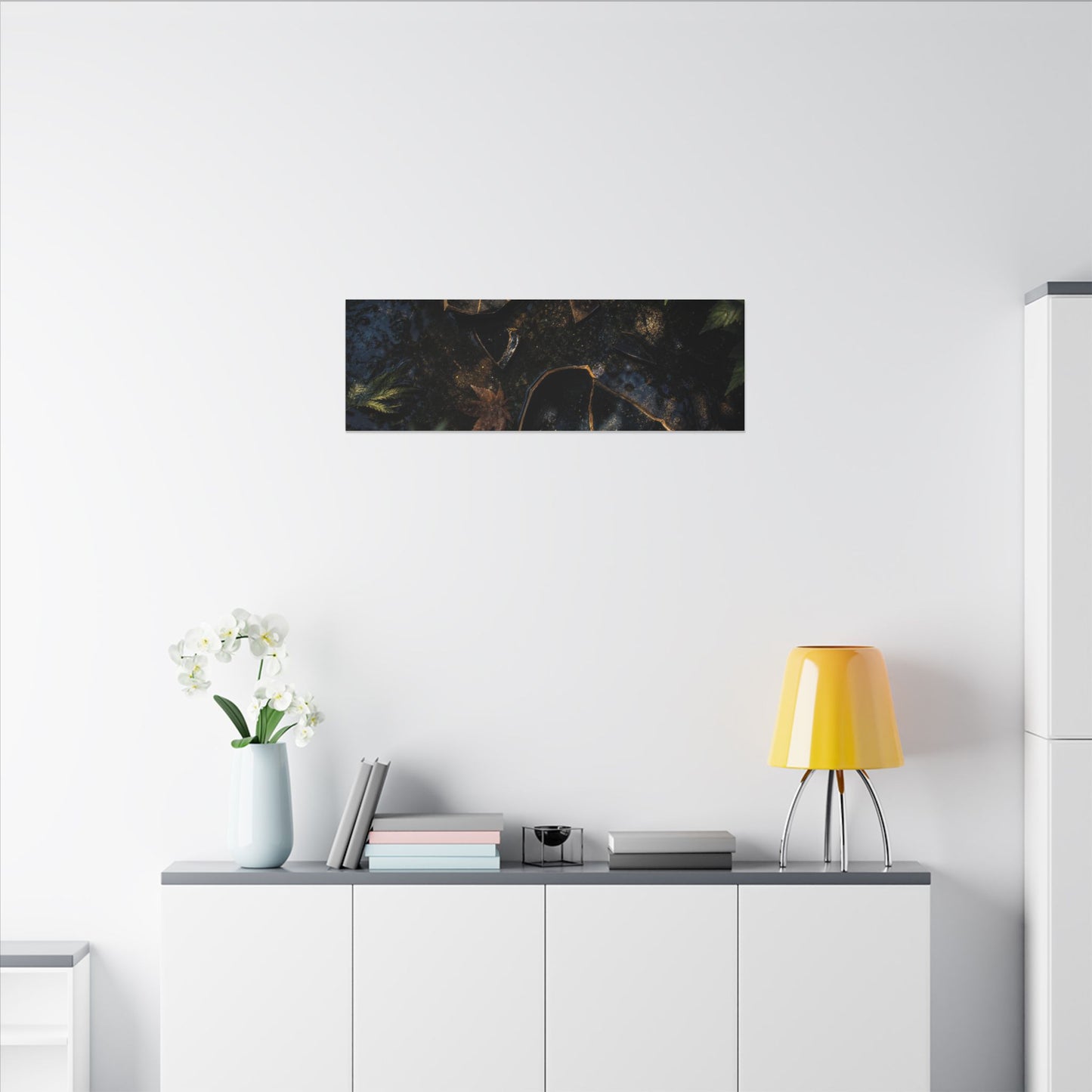 Dark Japandi Broken Pottery in Dappled | Shadow Zen Canvas Art