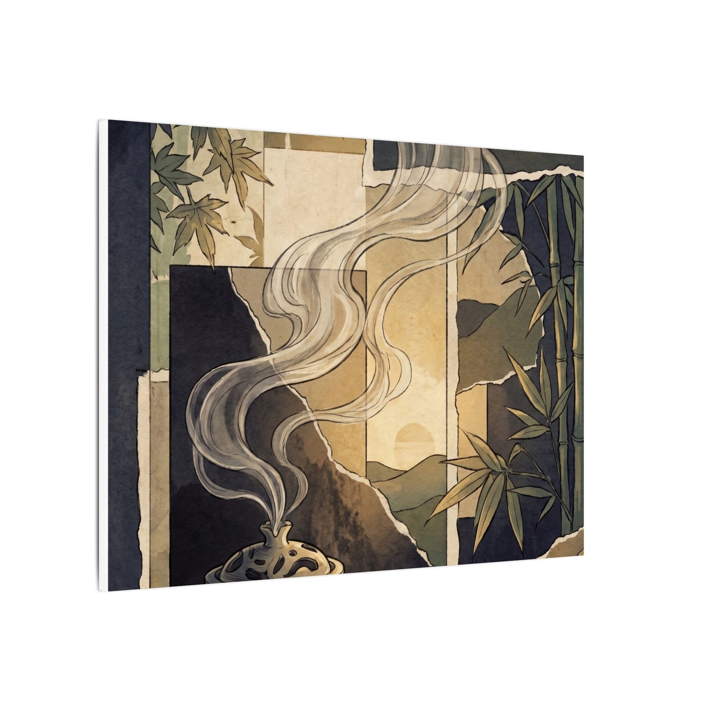 Tranquil Incense Smoke Canvas Art - Ukiyo E Inspired Zen