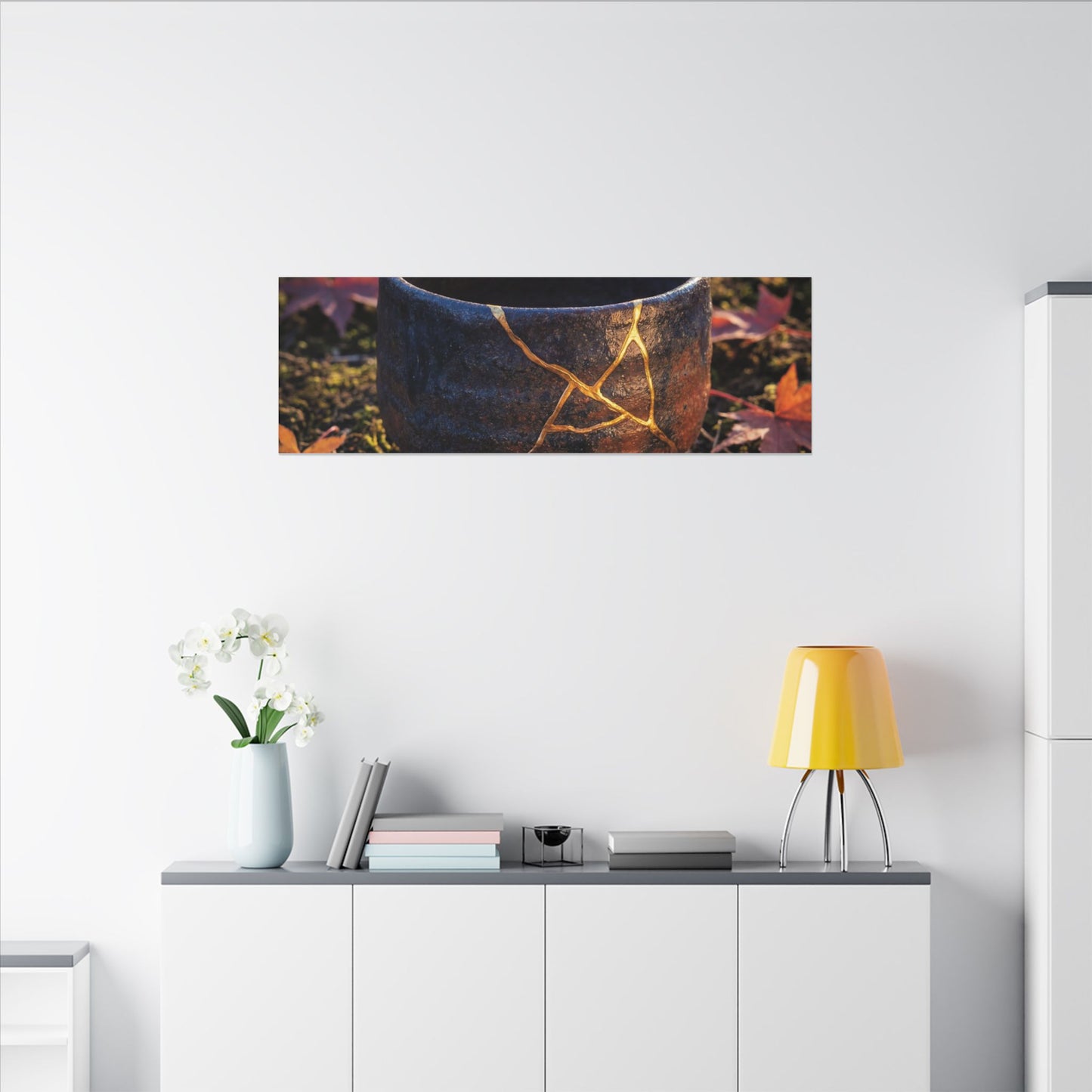 Kanso Moonlit Garden Canvas Art - Kintsugi Gold Repair