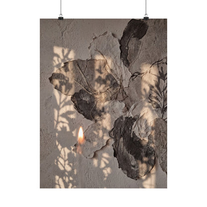 Japandi Shadow Play in Candlelight | Texture Wall Art Print Art Print