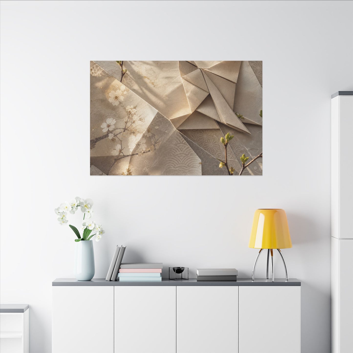 Golden Hour Paper Fold Canvas Art - Japandi Fukinsei