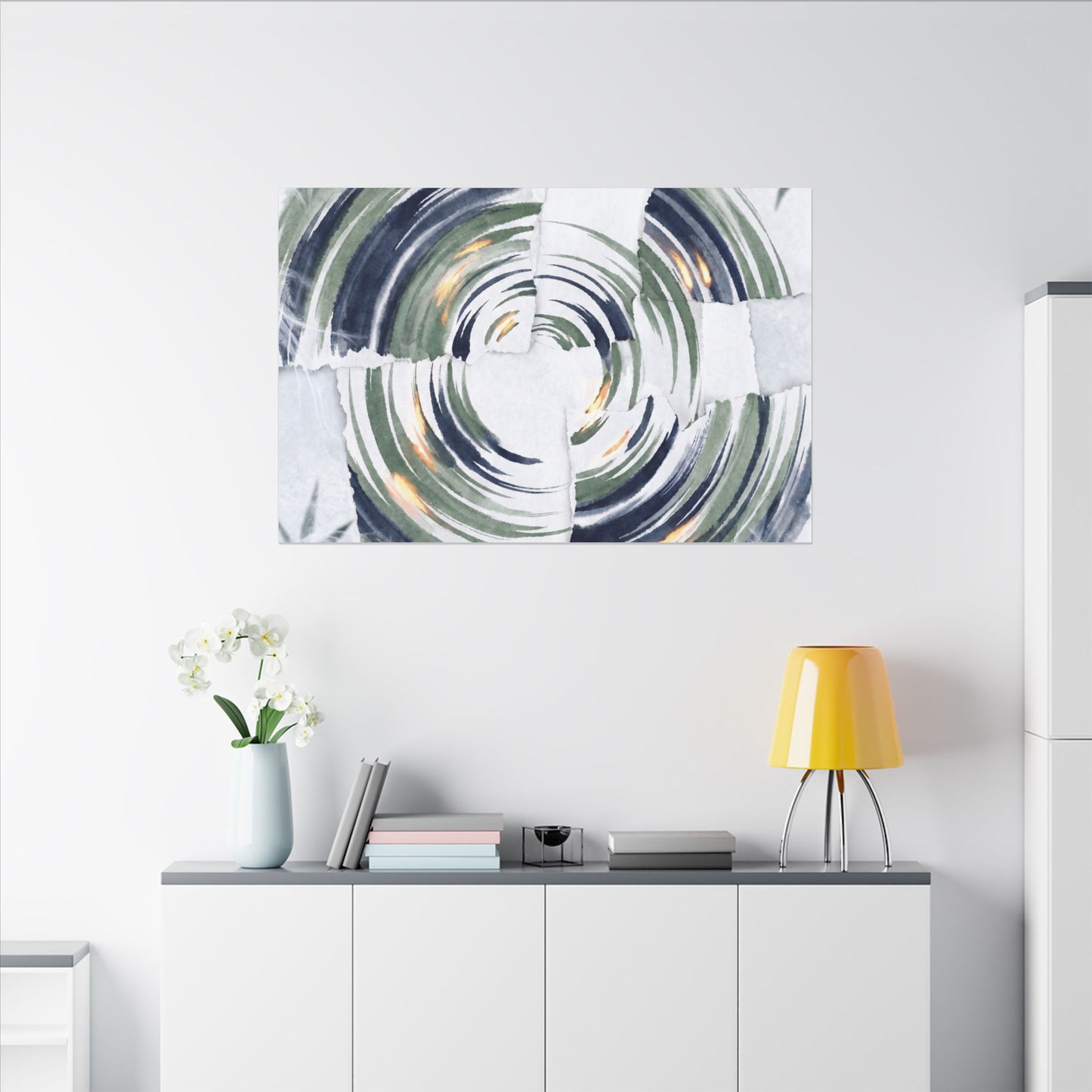 Winter Water Ripple Sumi E Canvas Art | Peaceful Decor
