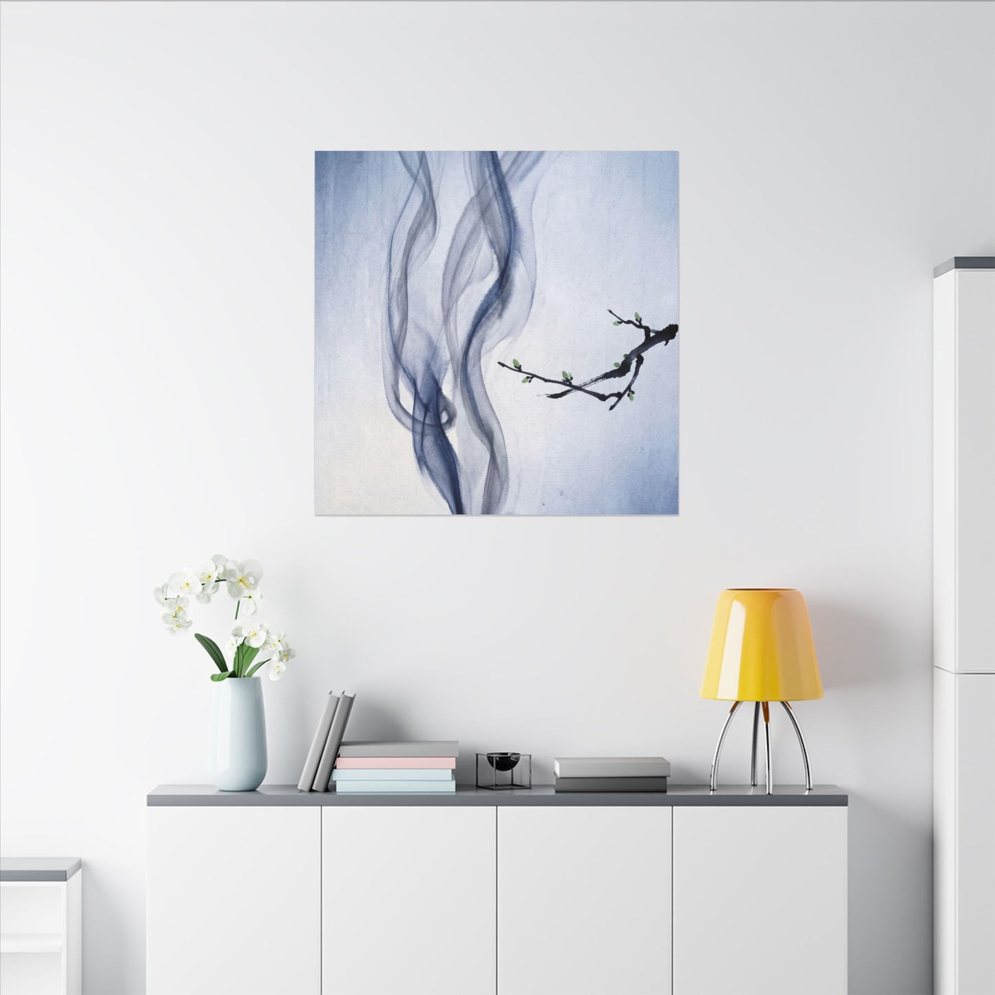 Incense Smoke Spring Canvas Art | Zen Tranquil Design