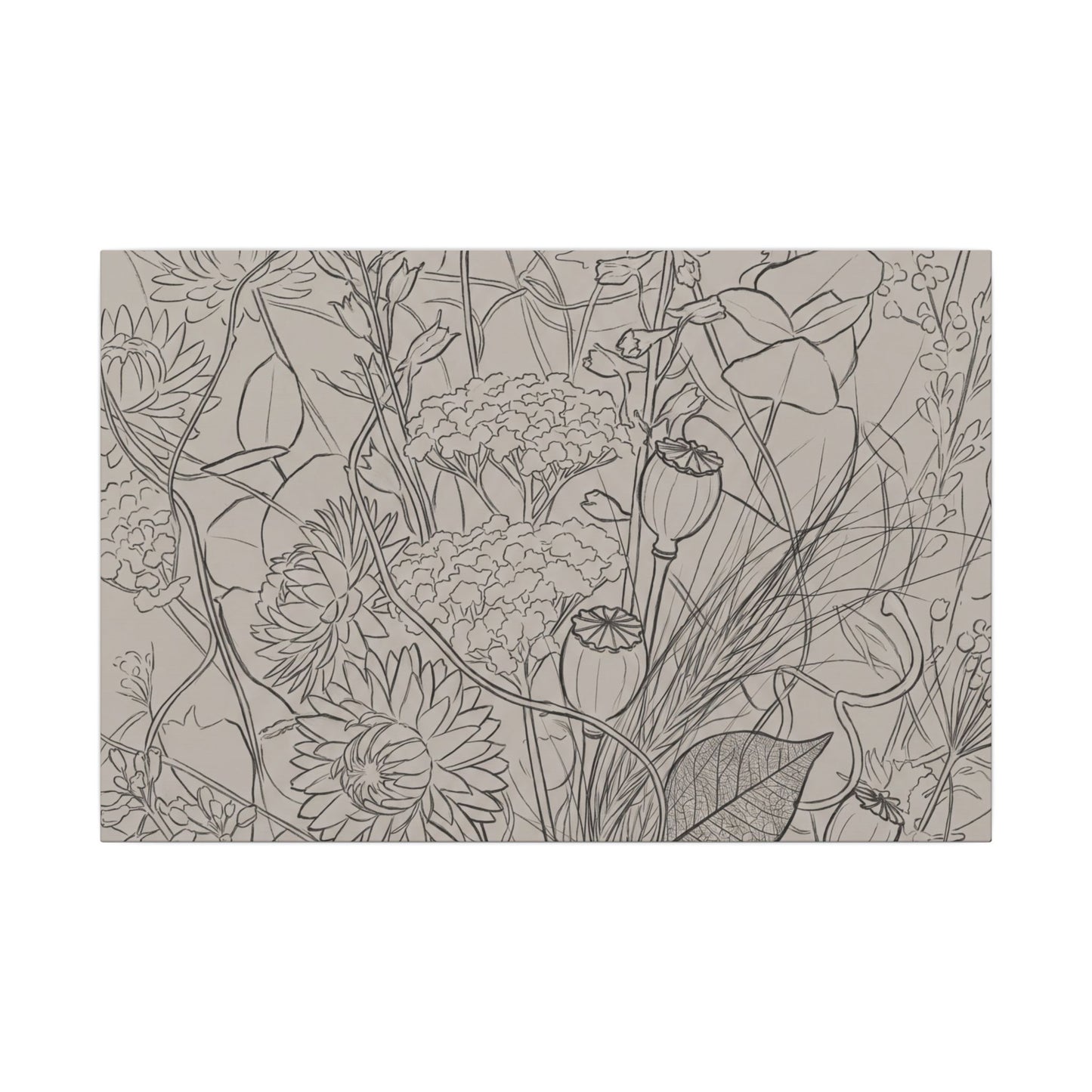 Summer Dried Flowers Minimal Line Canvas Art | Elegant Decor