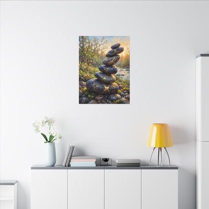 Spring River Stones Gold Repair Canvas Art | Healing Decor