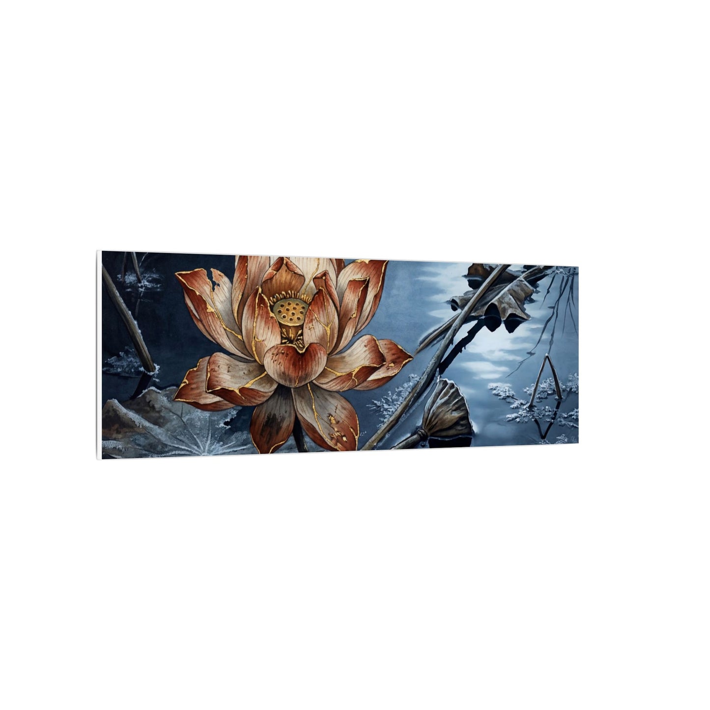 Winter Lotus Flower Broken Beauty Canvas Art | Healing Decor