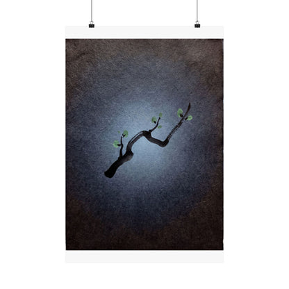 Moonlight Ink Brushstroke Wall Art Print - Dark Japandi Ma Art Print