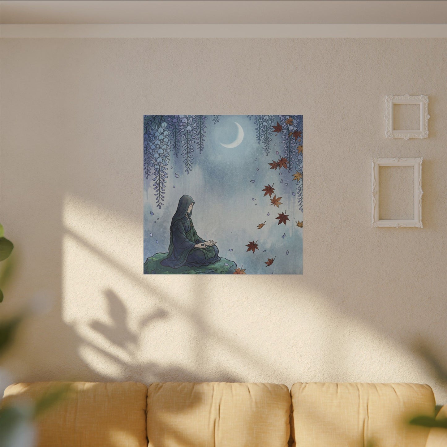 Zen Wisteria in Moonlight | Ukiyo E Inspired Canvas Art