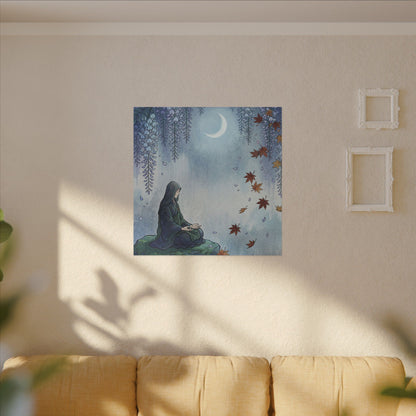 Zen Wisteria in Moonlight | Ukiyo E Inspired Canvas Art