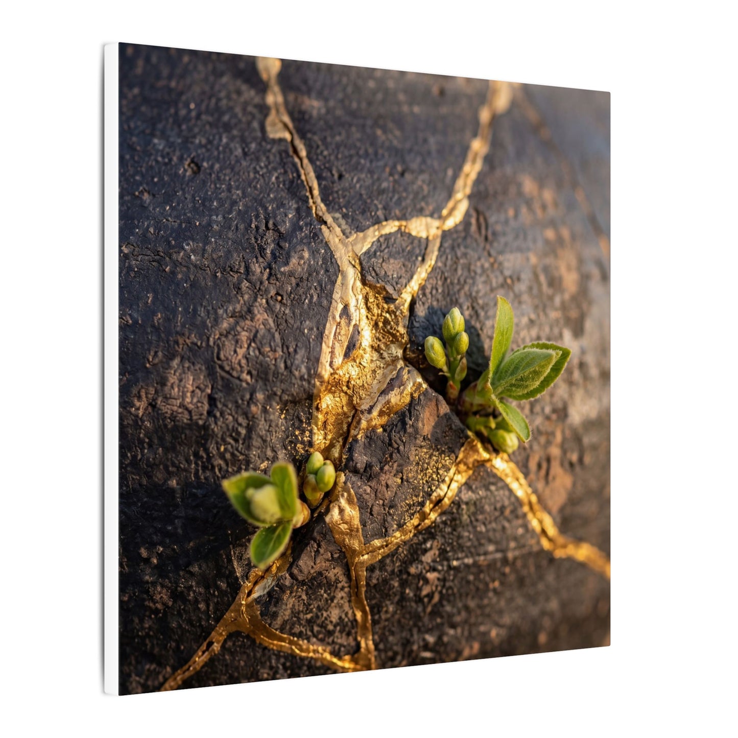 Rust Patina Gold Repair Canvas Art | Resilient Kintsugi Art
