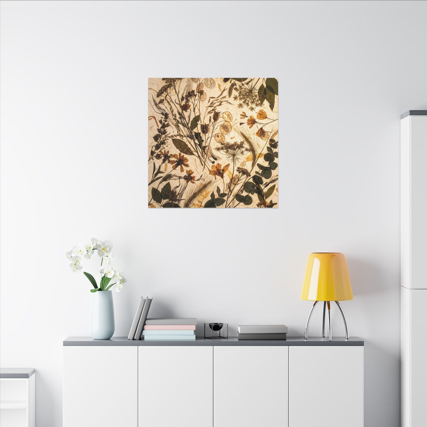Dried Flowers Summer Canvas Art | Japandi Neutral Design