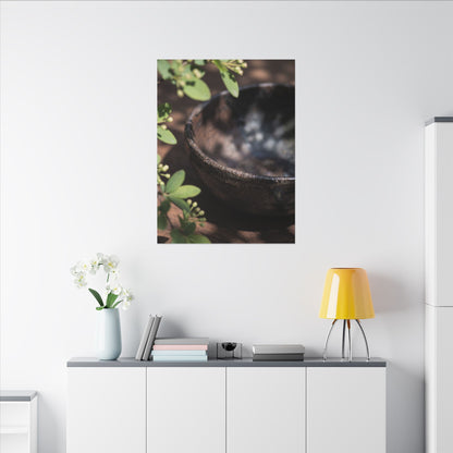 Ceramic Bowl Shadow Zen Canvas Art | Moody Dark Japandi Art
