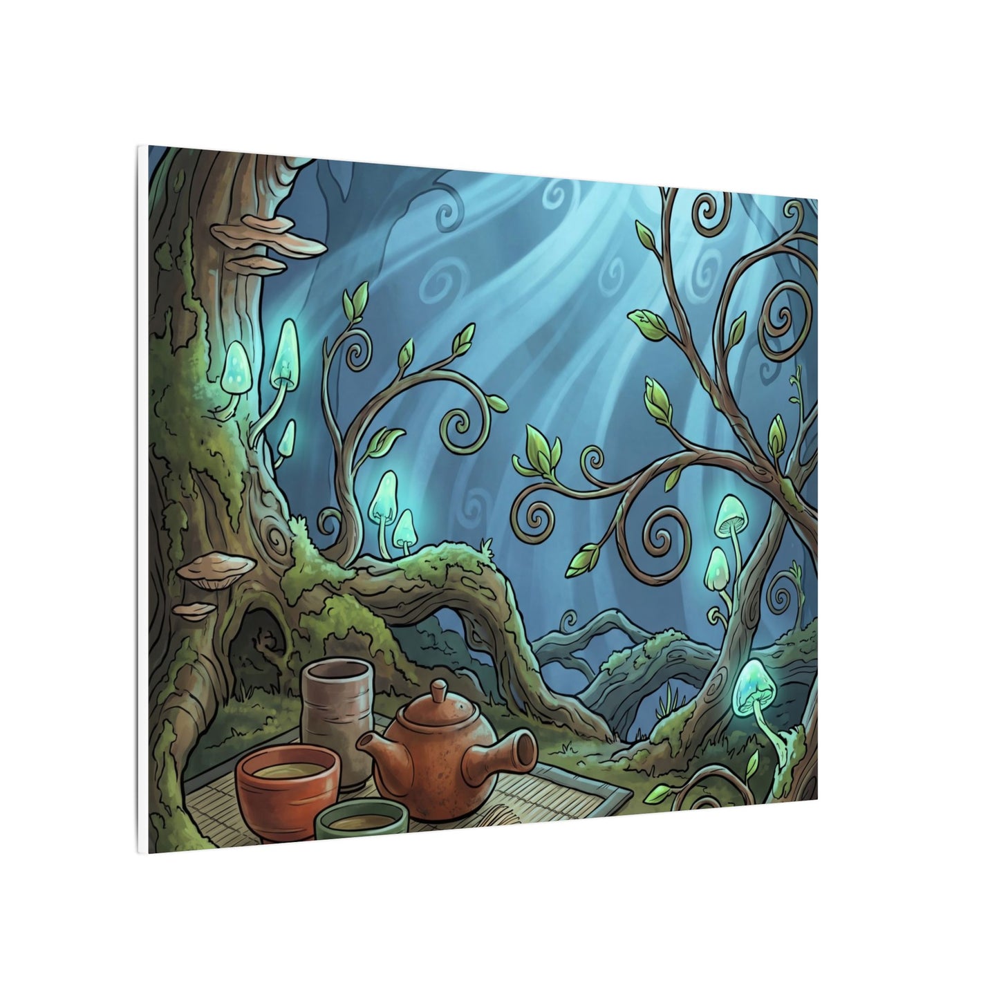 Spring Tea Ceremony Forest Whimsy Canvas Art | Cozy Decor