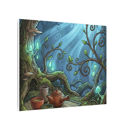 Spring Tea Ceremony Forest Whimsy Canvas Art | Cozy Decor
