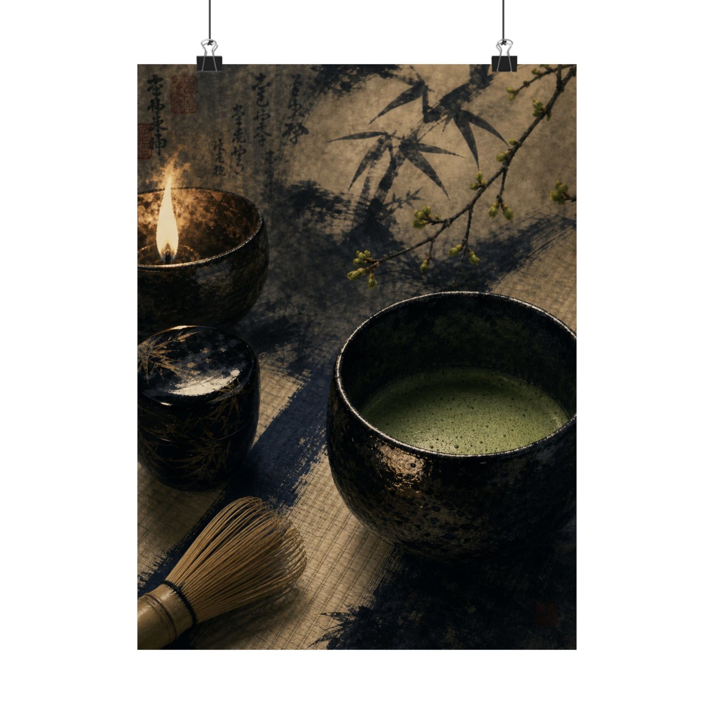 Tea Ceremony Sumi E Wall Art Print | Contemplative Zen Art