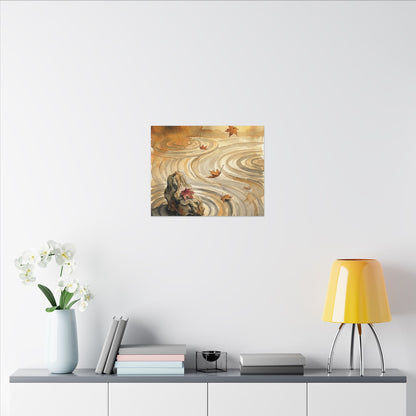 Autumn Rock Garden Watercolor Canvas Art | Neutral Decor
