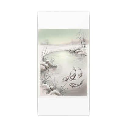 Koi Pond Minimal Line Canvas Art | Cozy Japandi Art