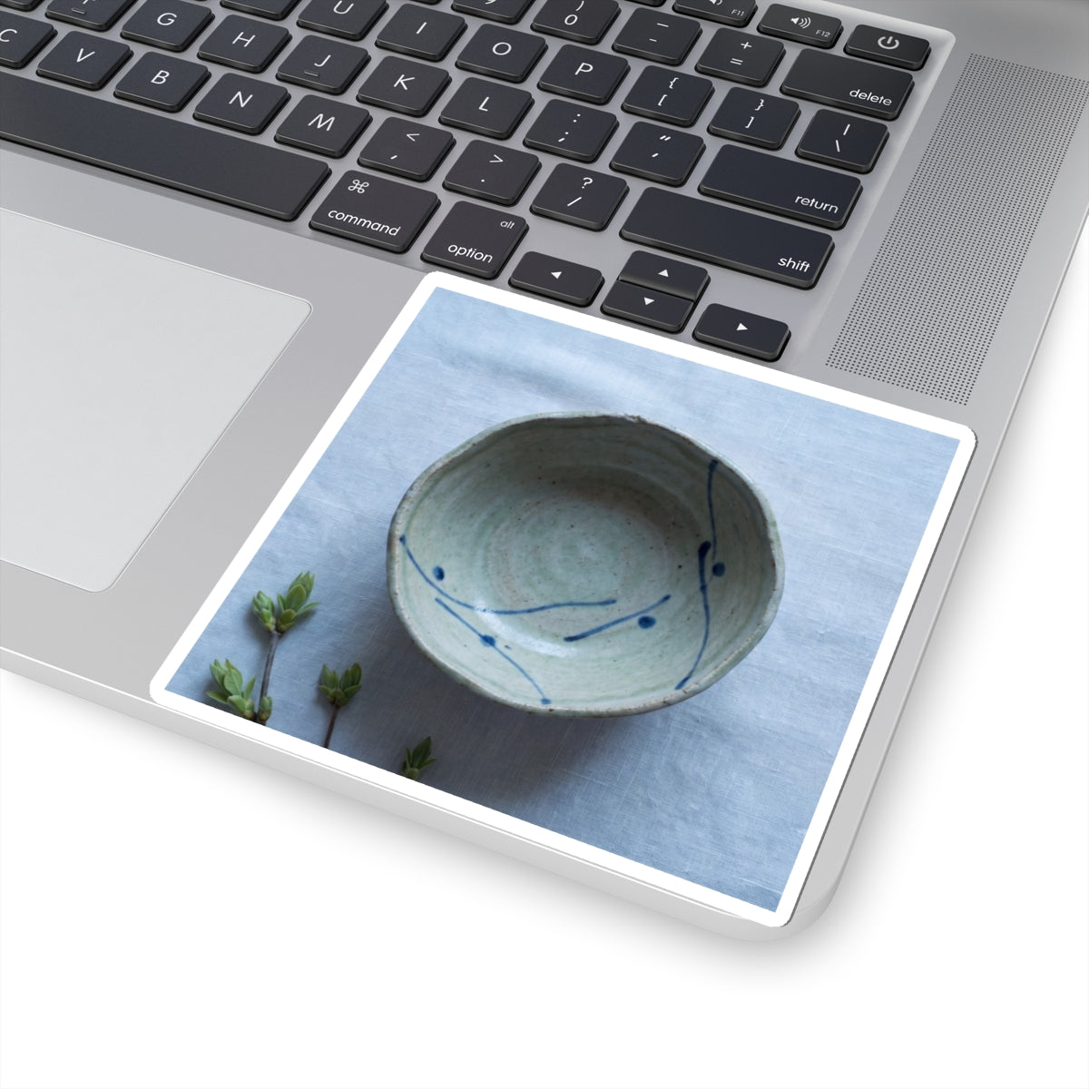 Japandi Ceramic Bowl in Moonlight | Minimal Line Sticker Art Print