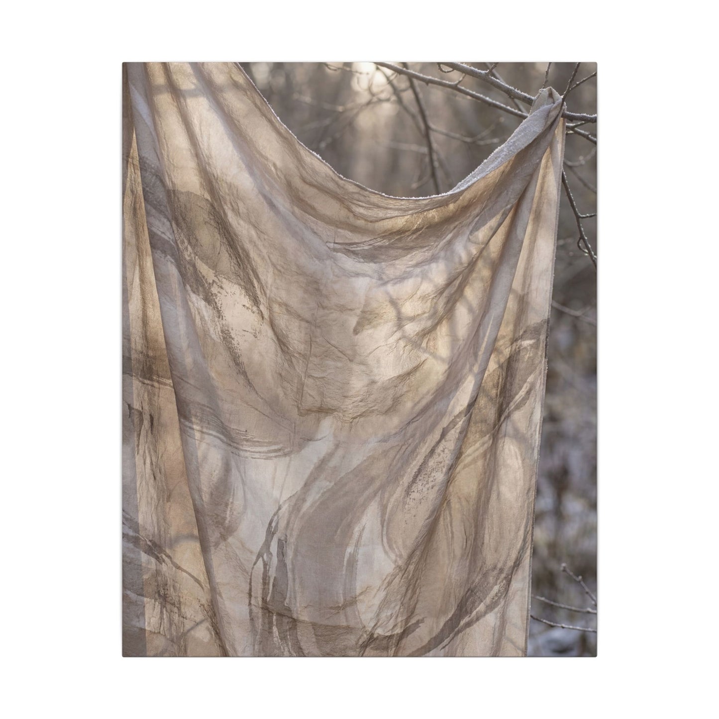 Ma Silk Drape Canvas Art - Japandi Japanese Pattern