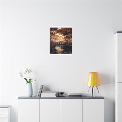 Autumn Wooden Bridge Gold Vein Canvas Art | Resilient Decor